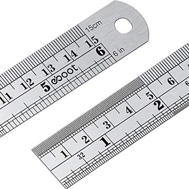 EBOOT Stainless 2 Pack Steel Ruler 6 Inch Metal Rule Kit with Conversion Table