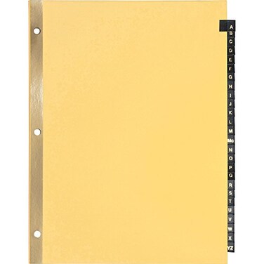 Business Source AZ Black Leather Tab Index Dividers