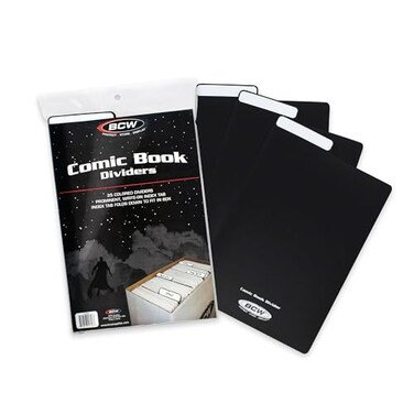 BCW Comic Dividers 25 Pack Archival Polyethylene Plastic Dividers Organize Comics Efficiently in Storage Boxes WriteOn Index Tab Black