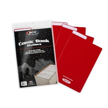 BCW Comic Dividers 25 Pack Archival Polyethylene Plastic Dividers Organize Comics Efficiently in Storage Boxes WriteOn Index Tab Red