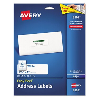 Avery ampreg Easy Peel Address Labels for Inkjet Printer 113 x 4 White 350Pack