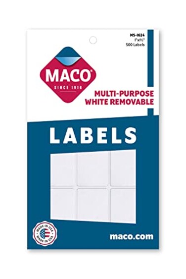 Maco MACO White Rectangular MultiPurpose Labels 1 x 112 Inches 500 Per Box MS1624