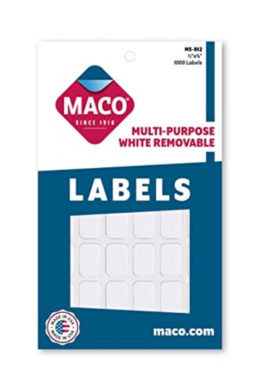 Maco MACO White Rectangular MultiPurpose Labels 12 x 34 Inches 1000 Per Box MS812