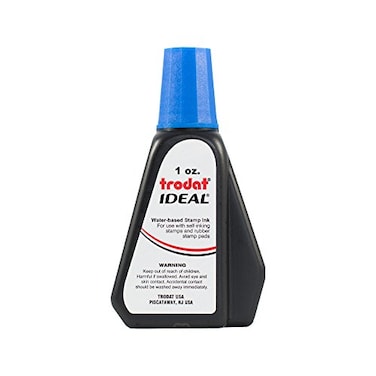 Trodat 45175 Ideal Premium Replacement Ink for Use with Most Self Inking and Rubber Stamp Pads 1oz Blue