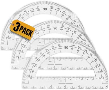 1InTheOffice Plastic Protractor Math Protractors Protractor for Geometry 180 Degrees 6 Inch Clear Plastic 3 Pack
