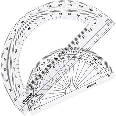 EBOOT 2 Pcs Plastic Protractor Clear 180 Degrees Transparent Protractor for Geometry 4 Inch and 6 Inch
