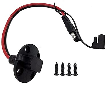 Halokny SAE Power Socket Sidewall Port Flush Mount Plug Cable Weatherproof Extension with 4 Screws for Automobile and Solar Panel 1Ft 30CM