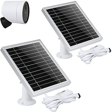 UYODM 2PACK Solar Panel Compatible with SimpliSafe Outdoor Security CameraPower Your SimpliSafe Outdoor Camera continuouslyAL Alloy Frame Durable and Sturdy Silver