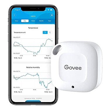 Govee Bluetooth Hygrometer Thermometer Wireless Thermometer Mini Humidity Sensor with Notification Alert Data Storage and Export 262 Feet Connecting Range