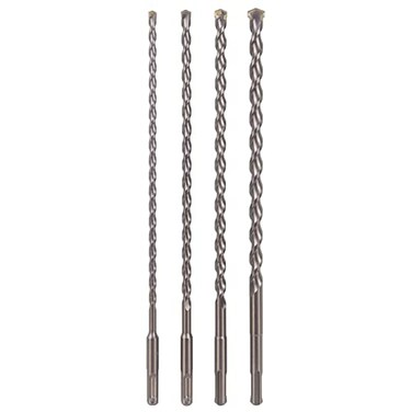 Sabre Tools 4Piece 12in SDS Plus Drill Bit Set Carbide Tipped Rotary Hammer Drill Bits for Brick Stone Concrete 14 x 12 516 x 12 38 x 12 12 x 12