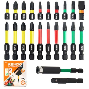 Kendo Magnetic Screwdriver Drill Bit Set 22 Pcs Impact Driver Bit Set Including Phillips Screwdriver Bit Set S2 Alloy Steel Security Torx Screwdriver Set Square Drive Drill Bit Set for Electric Hand T