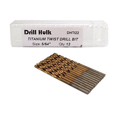 Drill Hulk Pack of 12 564Inch Titanium Nitride Coated Drill Bit Premium M2 High Speed Steel Jobber Length for Metal Plastic Wood