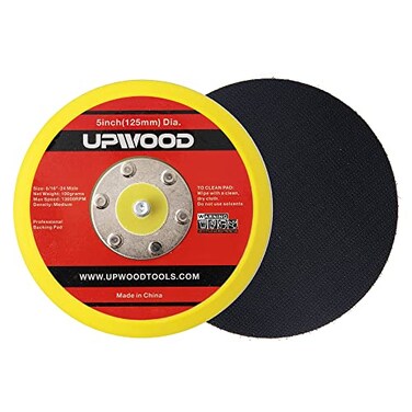 UPWOOD 2 pcs 5 Hook and Loop Backing Pad for Air Sander Polisher 516 Arbor with 24 Thread 13000RPM DA Sanding Pad