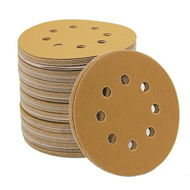 Mestool 5Inch 8Hole Hook and Loop Sanding Discs Orbital Sander Sandpaper Discs 100 Pieces Round Sandpaper Set 220 Grit