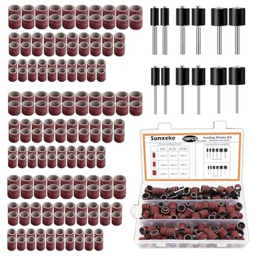 Sunxeke Sanding Drum Set for Most Rotary ToolsIncludes 138 Aluminum Oxide Sanding Sleeves for Drum Sanders 80120240 Grit and 12 Drum MandrelsSanding Bits Tool Accessories with Box