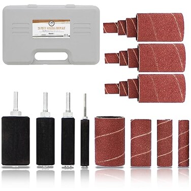 Deadwood Crafted DCT 14 Inch Drive Drill Press Sanding Drum Kit Rubber Sanding Drums 0515 Inch and Spindle Sander Sleeves 20pc