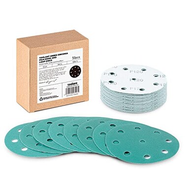toolant 5 Inch 9 Hole 120 Grit Sanding Disc Hook and Loop Film Backing Sanding Discs Compatible with Festool Sanders by 50 Pack