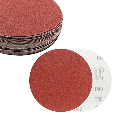 BokWin 40PCS 7Inch 80 Grit Hook and Loop Sanding Discs Sandpaper Aluminum Oxide Sanding Disc for Drill Grinder Rotary Tools No Hole Self Stick