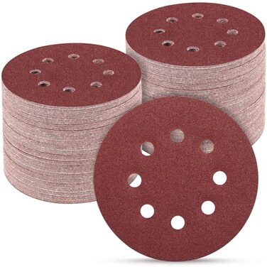 POTUINOM 100 PCS 5 Inch Sanding Discs 100 Grit Round Hook and Loop Sandpaper for Random Orbital Sander