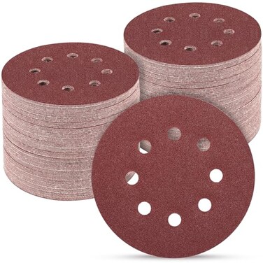 POTUINOM 100 PCS 5 Inch Sanding Discs 150 Grit Round Hook and Loop Sandpaper for Random Orbital Sander