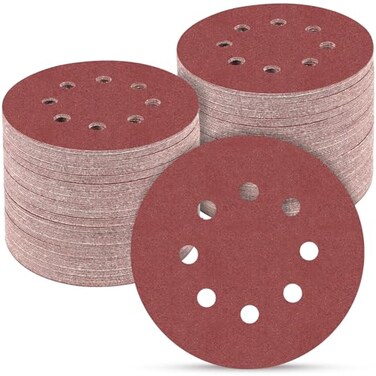 POTUINOM 100 PCS 5 Inch Sanding Discs 180 Grit Round Hook and Loop Sandpaper for Random Orbital Sander