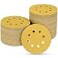 POTUINOM 80PCS 5 Inch 8 Hole Sanding Discs 40 GritGold Round Hook and Loop Sandpaper for Random Orbital Sander