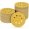 POTUINOM 80PCS 5 Inch 8 Hole Sanding Discs 40 GritGold Round Hook and Loop Sandpaper for Random Orbital Sander