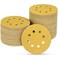 POTUINOM 80PCS 5 Inch 8 Hole Sanding Discs 40 GritGold Round Hook and Loop Sandpaper for Random Orbital Sander