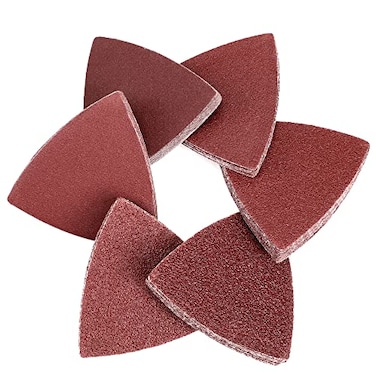 WORKPRO 150PCS Triangle Sanding Pads 318 Inch Hook and Loop Fit for Oscillating Multi Tool 406080120180240 Grit for Sanding Grinding