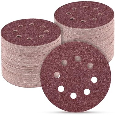 POTUINOM 100 PCS 5 Inch Sanding Discs 40 Grit Round Hook and Loop Sandpaper for Random Orbital Sander