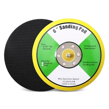 SHININGEYES 2Pcs 6in Hook and Loop Flexible Backing Pad 6 Sanding Back Pad 516 24 Thread for Air Orbital Sander and Pneumatic Polisher