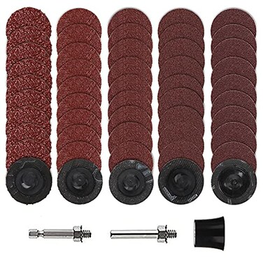 SI FANG 50PCS 1 Inch Quick Change Sanding Disc 4060120180240 Grit Quick Change Discs with 14 RoundHex Holder Surface Conditioning Discs Die Grinder Accessories