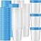 Geiserailie 100 Pcs Disposable Specimen Cup Urine Pee Cups for Testing 4oz Specimen Container with Leak Proof Screw on Lids for Safe Urinalysis Pee Stool Sample Collection Analysis Blue