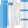 Geiserailie 100 Pcs Disposable Specimen Cup Urine Pee Cups for Testing 4oz Specimen Container with Leak Proof Screw on Lids for Safe Urinalysis Pee Stool Sample Collection Analysis Blue