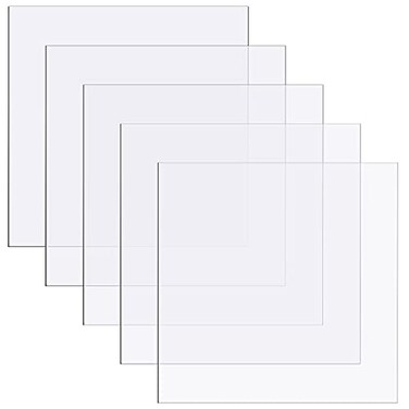 Zonon 5 Pcs Clear Polycarbonate Sheets 12 x 12 x 002 Inch Thin Plastic Sheet Resistant Plastic Panel Polycarbonate Board with Protective Paper for DIY Document Picture Frames Easy to Cut Bend Mold