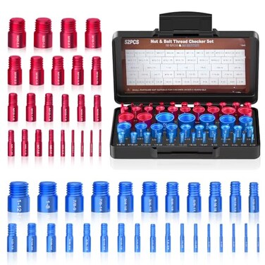 MENGBEI 44PCS Thread Checker Nut and Bolt Thread Checker Thread Checker Kit in Standard and Metric 23 Standard 21 Metric Bolt Size Finder Checker Thread Gauge for Quickly Identify 52 Thread Checker
