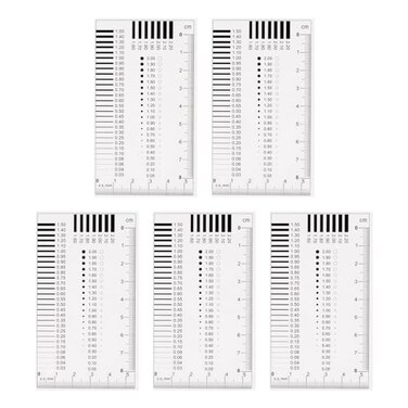 HARFINGTON 5pcs High Precision SEC Size Estimation Chart 8x55cm 02mm Transparency Flaw Detection Film Ruler for Diameter and Line Width Defects Measuring