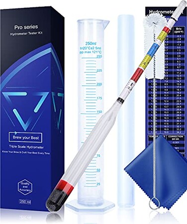 CIMALAB Hydrometer Test Kit Triple Scale Alcohol Tester Hydrometer for Wine Beer Kombucha Mead Wine Making Kit ABV Tester Brix Specific Gravity Hydrometer Hydrometer Test Jar for Home Brewing Kit