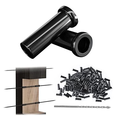 Muzata 100 Pack 18 Black Cable Railing Protector Sleeves T316 Stainless Steel Protective Sleeves Deck Cable Railing Hardware Kit for Wood Posts CR13