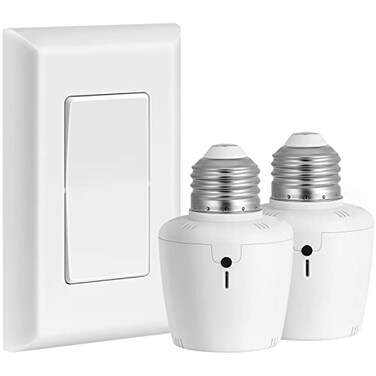 SURAIELEC Remote Control Light Socket Wall Mount Switch E26 E27 Lamp Socket No Wiring 100FT Range Wireless Light Switch for Lamps Pull Chain Light Fixture 1 Remote2 Sockets Shorter Version