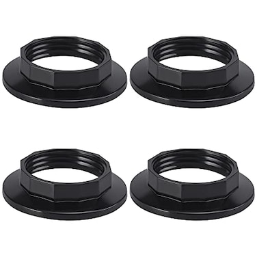 DiCUNO E12 Lamp Shade Collar Rings E12 E14 Threaded Candelabra Base Retainer Lock Socket Replacement C7 Small Night Light Holder Inside Diameter 11 inches 28mm Black 4Pack