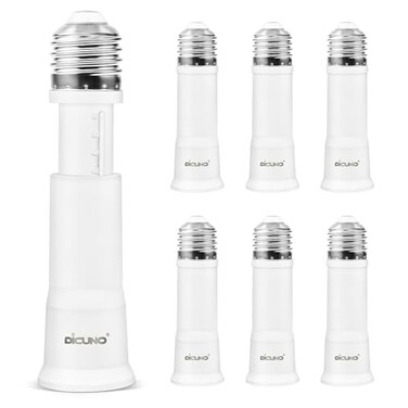 DiCUNO E26 315413Inch8105CM Extension Flexible Socket Extender Adapter E26 Edison Screw Converter Light Socket Extender Lamp Bulb Extension 6Pack