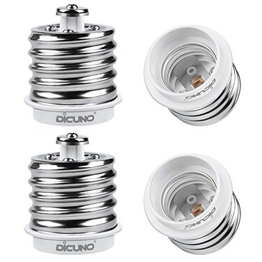 DiCUNO E39 to E26 Adapter Mogul E39 to Standard E26 Screw Base Light Bulb Socket Reducer Converter Maximum 200W and 165 Heat Resistant Lamp Socket Adapter 4Pack