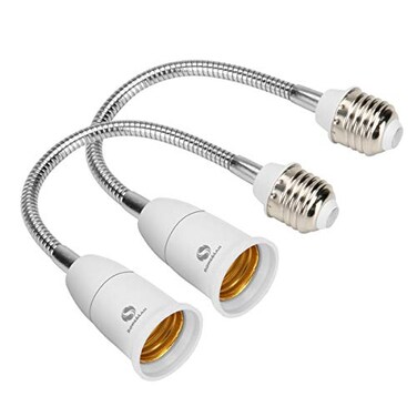RONG&LAN RONGLAN E27 Flexible Light Bulb Lamp Socket Adapter ExtenderAdjustable Edison Bulb Socket Extension for Home Light FixturesLED Grow Light Socket Stand etc 1575inch2Pack