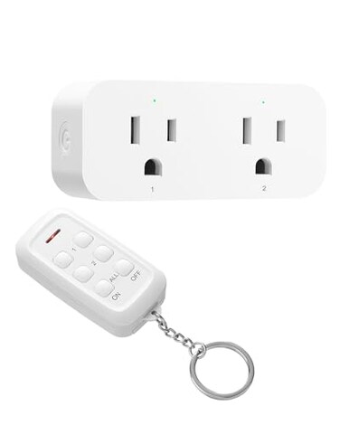 DEWENWILS Wireless Remote Control Outlet 2 Independent Control Sockets Electrical Remote Light Switch No Interference Remote Outlet Switch No Wiring 15A1875W 100 FT Range
