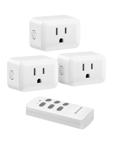 DEWENWILS Wireless Outlet Programmable and Expandable Electrical Outlet Switch Wireless Remote Light Switch 100FT Range 1 Remote and 3 Outlets