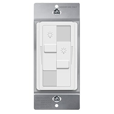 TOPGREENER Kalide Dual Load Dimmer Light Switch Double LED Dimmer Switch Full Range Dimming Single Pole 120VAC 60Hz 200W LEDCFL Neutral Wire Not Required TGDDSW White