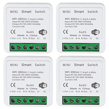 Bkiyougo WiFi Smart Switch Light Switch Compatible with AlexaGoogle Home APP Remote Control Voice Control DIY Mode Timer Function LAN Control No Hub Required 2 Way 16A4 Pack