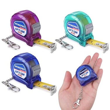 WORKPRO Keychain Tape Measure Set 3 Pcs InchMetric Scale Easy Reading Mini Tape Measurement 6FT Retractable Pocket Size Small Tape Measure for Engineer Lightweight ABS Protective Casing