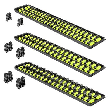 Ernst Manufacturing ERNST Socket Boss Combo 3Pack HiViz Ratchet Socket Organizer8512HVA Made in the USA